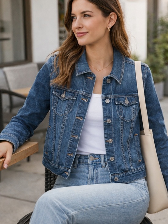 Old Navy Jackets & Blazers - Old Navy Denim Jacket Medium Classic Button Front Stretch Blue M